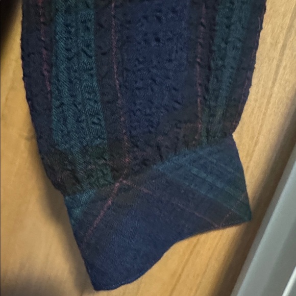 Caffe Marrakesh plaid gauze Blouse Top Womens L Pop over long line Tunic peasant - Picture 5 of 12